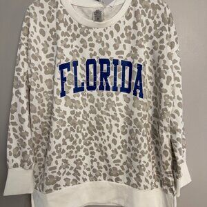 NWT GAMEDAY COUTURE FLORIDA GATORS CHEETAH PRINT CREW NECK SWEATSHIRT | MEDIUM